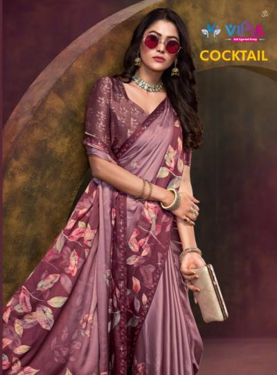 VIPUL COCKTAIL 87921 TO 87929 DESIGNER SATAN SILK SAREE WHOLESALER IN INDIA